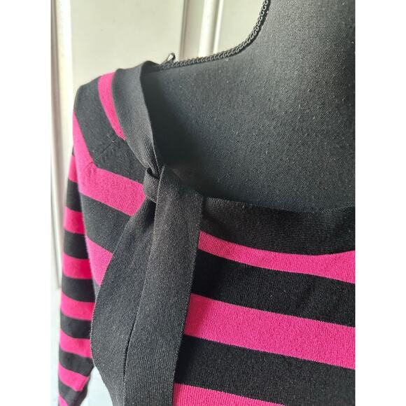INC International Concepts Black & Pink Striped Tie Detail Blouse – Women’s - Picture 2 of 5